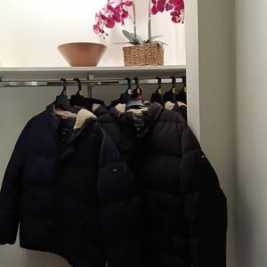 London Fog Men's Navy And Black Puffer Jacket Faux Fur